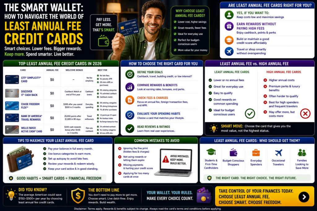 least annual fee credit cards